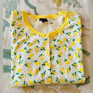 Talbots Lemon Print Button Up Cardigan med NWT